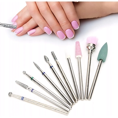 ZESTAW frezów frez diamentowych 10szt do paznokci